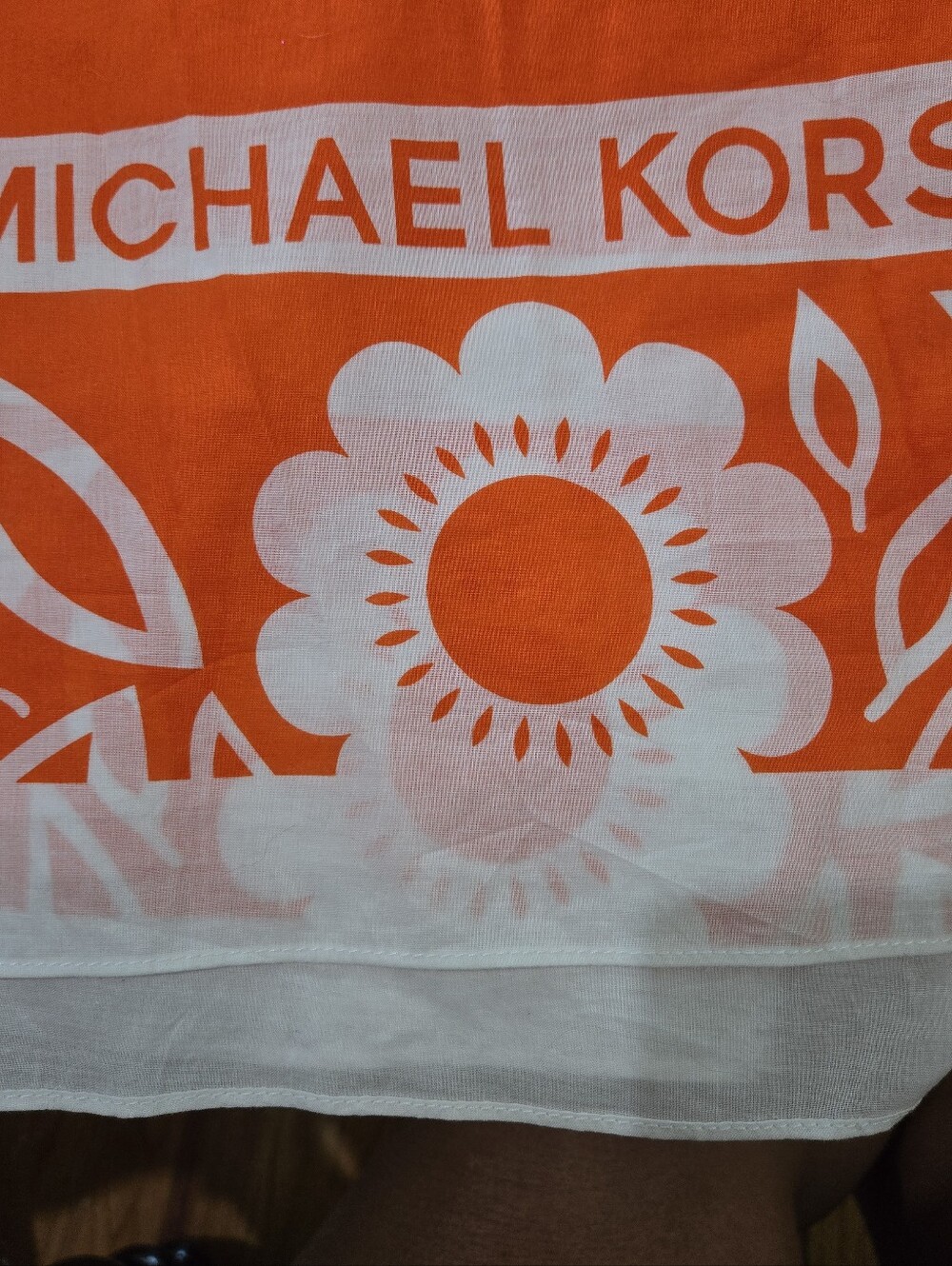 Michael Kors Orange and White Sunprint Cotton Scarf